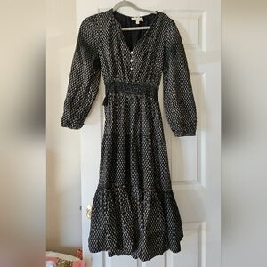 Cleobella Peasant Block Print Tiered Dress With Long Sleeves